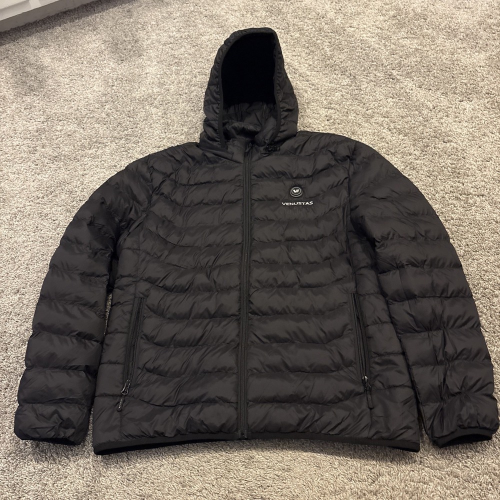 Venustas Men's Insulated Heated Black Windbreaker Jacket Size Large NO BATTERY